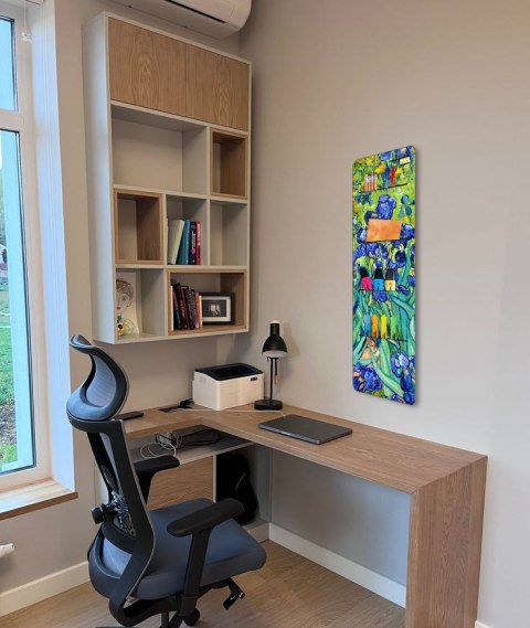 Organizer ścienny z filcu Bertoni Irises 25×95 cm - antracyt, nadruk HD, kieszenie, dekoracyjny i praktyczny