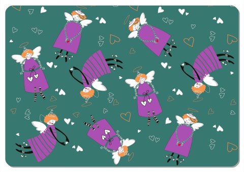 Podkładka prostokątna na stół 29×42 cm, wzór Angel Green - ekologiczny filc, pranie 40 °C, Bertoni