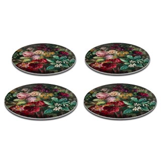 Zestaw 4 podkładek okrągłych 33 cm - gruby filc 4 mm, odporne na gorąco, dekoracyjne, wzór Bukiet - Bertoni