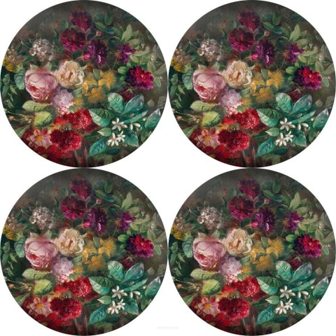 Zestaw 4 podkładek okrągłych 33 cm - gruby filc 4 mm, odporne na gorąco, dekoracyjne, wzór Bukiet - Bertoni