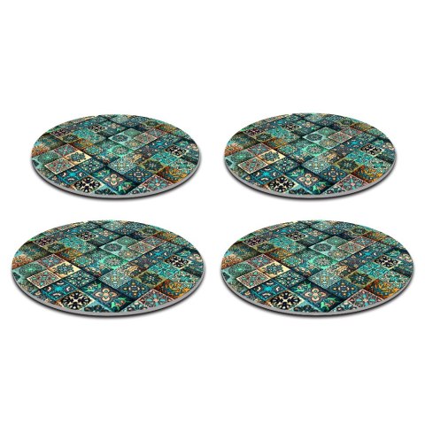 Zestaw 4 podkładek okrągłych 33 cm - gruby filc 4 mm, odporne na gorąco, dekoracyjne, wzór Estera - Bertoni