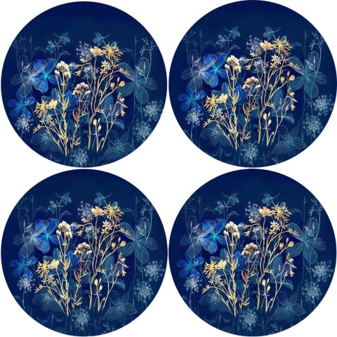 Zestaw 4 podkładek okrągłych 33 cm - gruby filc 4 mm, odporne na gorąco, dekoracyjne, wzór Midnight - Bertoni