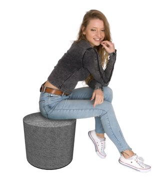 Okrągła pufa dekoracyjna - SZARA