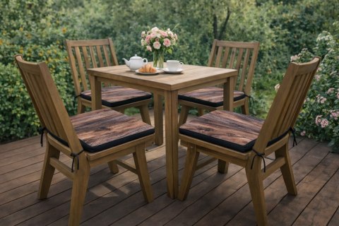 Poduszka ogrodowa na krzesło TIP 40x40 - DREWNO, wodoodporna, zdejmowany pokrowiec