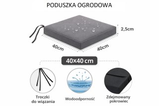 Poduszka ogrodowa na krzesło TIP 40x40 - VALENCIA, wodoodporna, zdejmowany pokrowiec