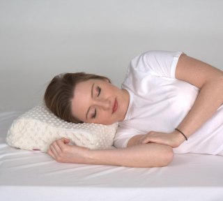 Poduszka ortopedyczna, ergonomiczna, profilowana z pianki memo zdrowotna do spania 30x50 cm - Deco Kremowa