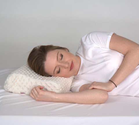 Poduszka ortopedyczna, ergonomiczna, profilowana z pianki memo zdrowotna do spania 30x50 cm - Deco Kremowa