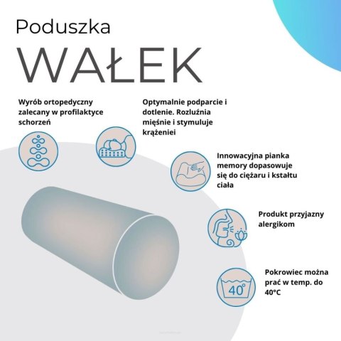 Poduszka rehabilitacyjna wałek, wzór Panterka Lamparcia Ø15x40 cm - welur, pianka memory foam, do podparcia karku i pleców, Bert
