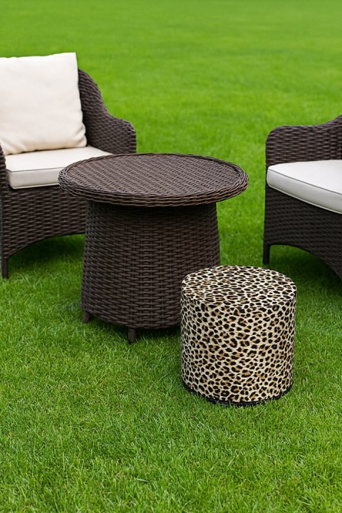 Pufa Codura Wodoodporna do Domu i Ogrodu - wzór Panterka Jasna, Elegancka, Wygodna, Stabilna, Zamek Błyskawiczny, 40 cm, Bertoni