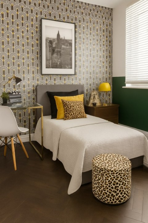 Pufa Codura Wodoodporna do Domu i Ogrodu - wzór Panterka Jasna, Elegancka, Wygodna, Stabilna, Zamek Błyskawiczny, 40 cm, Bertoni