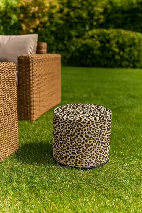 Pufa Codura Wodoodporna do Domu i Ogrodu - wzór Panterka Jasna, Elegancka, Wygodna, Stabilna, Zamek Błyskawiczny, 40 cm, Bertoni