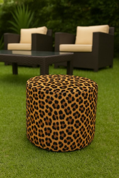 Pufa Codura Wodoodporna do Domu i Ogrodu - wzór Panterka Lamparcia, Elegancka, Wygodna, Stabilna, Zamek Błyskawiczny, 40 cm, Ber