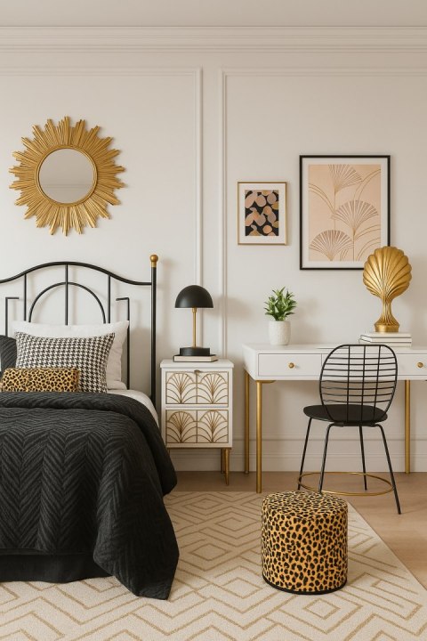 Pufa Codura Wodoodporna do Domu i Ogrodu - wzór Panterka Lamparcia, Elegancka, Wygodna, Stabilna, Zamek Błyskawiczny, 40 cm, Ber