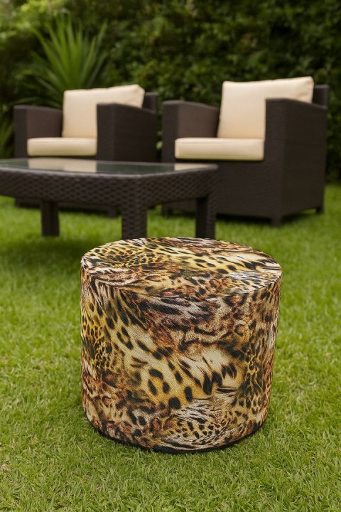 Pufa Codura Wodoodporna do Domu i Ogrodu - wzór Safari New, Elegancka, Wygodna, Stabilna, Zamek Błyskawiczny, 40 cm, Bertoni