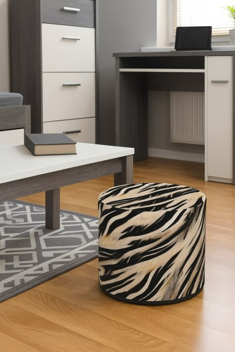 Pufa Codura Wodoodporna do Domu i Ogrodu - wzór Zebra New, Elegancka, Wygodna, Stabilna, Zamek Błyskawiczny, 40 cm, Bertoni