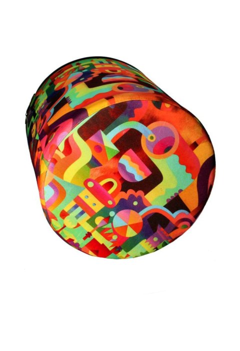 Pufa dekoracyjna, Bertoni, nadruk Game - okrągła pufa do salonu, przedpokoju, walec 40cm, elegancka, zamek błyskawiczny, możliwo