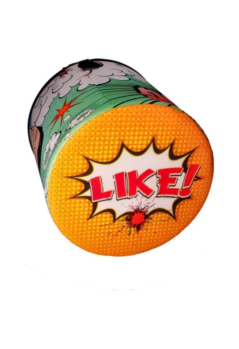 Pufa dekoracyjna, Bertoni, nadruk Komiks - okrągła pufa do salonu, przedpokoju, walec 40cm, elegancka, zamek błyskawiczny, możli