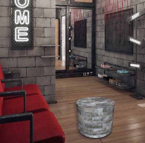 Pufa dekoracyjna, Bertoni, nadruk Urban - okrągła pufa do salonu, przedpokoju, walec 40cm, elegancka, zamek błyskawiczny, możliw