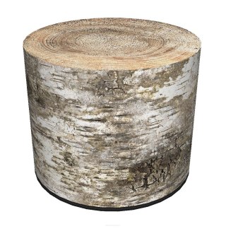 Pufa welurowa, Bertoni, nadruk Brzoza - okrągła pufa dekoracyjna, do salonu, walec 40cm, elegancka, zamek błyskawiczny