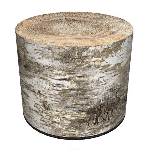 Pufa welurowa, Bertoni, nadruk Brzoza - okrągła pufa dekoracyjna, do salonu, walec 40cm, elegancka, zamek błyskawiczny