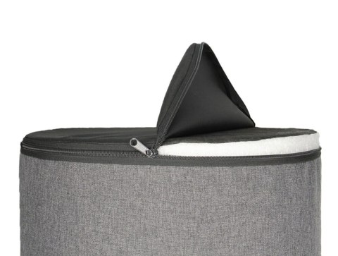 Pufa welurowa, Bertoni, nadruk Brzoza - okrągła pufa dekoracyjna, do salonu, walec 40cm, elegancka, zamek błyskawiczny