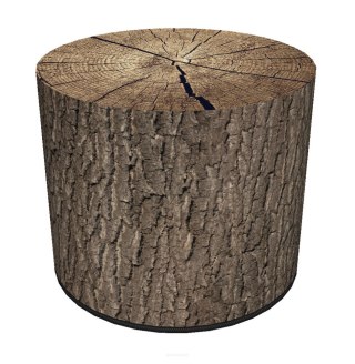 Pufa welurowa, Bertoni, nadruk Dąb - okrągła pufa dekoracyjna, do salonu, walec 40cm, elegancka, zamek błyskawiczny