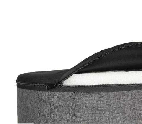 Pufa welurowa, Bertoni, nadruk Dąb - okrągła pufa dekoracyjna, do salonu, walec 40cm, elegancka, zamek błyskawiczny