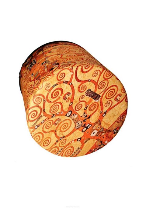 Pufa welurowa, Bertoni, nadruk Klimt Golden Tree - okrągła pufa dekoracyjna, do salonu, walec 40cm, elegancka, zamek błyskawiczn