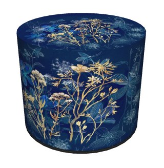 Pufa welurowa, Bertoni, nadruk Midnight - okrągła pufa dekoracyjna, do salonu, walec 40cm, elegancka, zamek błyskawiczny