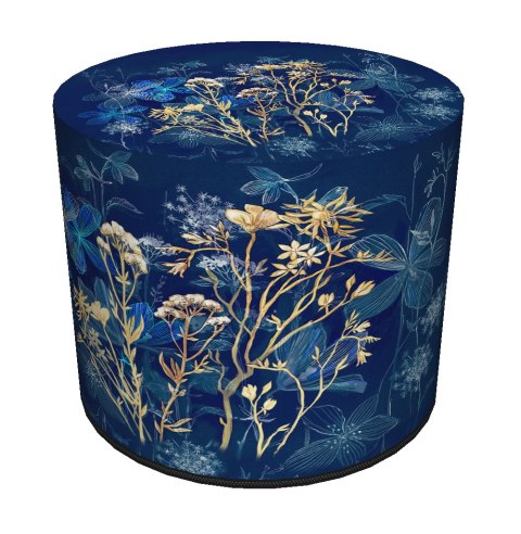 Pufa welurowa, Bertoni, nadruk Midnight - okrągła pufa dekoracyjna, do salonu, walec 40cm, elegancka, zamek błyskawiczny