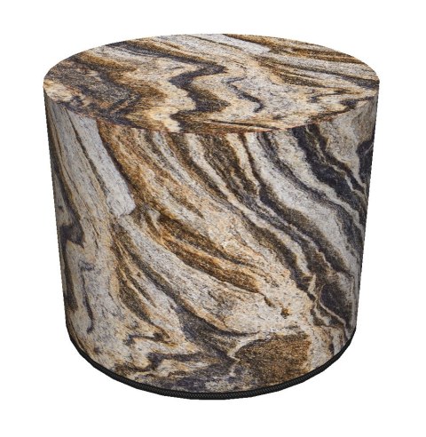 Pufa welurowa, Bertoni, nadruk Montana - okrągła pufa dekoracyjna, do salonu, walec 40cm, elegancka, zamek błyskawiczny