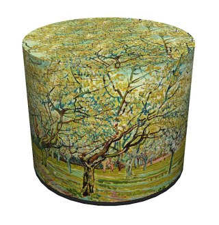 Pufa welurowa, Bertoni, nadruk Van Gogh Sad - okrągła pufa dekoracyjna, do salonu, walec 40cm, elegancka, zamek błyskawiczny