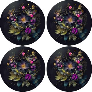 Zestaw 4 podkładek okrągłych na stół 4D 33 cm - MAURA | Ekologiczny filc, nadruk HD, pranie 40 °C, Bertoni