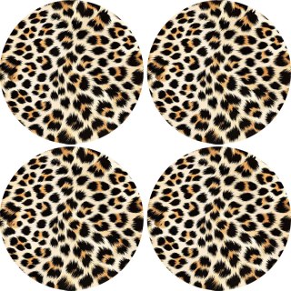 Zestaw 4 podkładek okrągłych na stół 4D 33 cm - PANTERKA JASNA | Ekologiczny filc, nadruk HD, pranie 40 °C, Bertoni