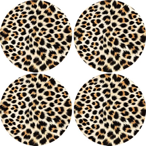 Zestaw 4 podkładek okrągłych na stół 4D 33 cm - PANTERKA JASNA | Ekologiczny filc, nadruk HD, pranie 40 °C, Bertoni