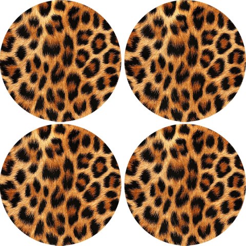 Zestaw 4 podkładek okrągłych na stół 4D 33 cm - PANTERKA LAMPARCIA | Ekologiczny filc, nadruk HD, pranie 40 °C, Bertoni