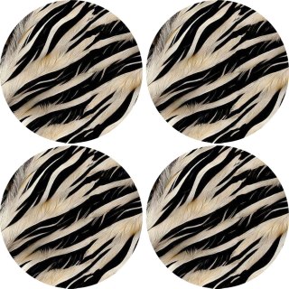 Zestaw 4 podkładek okrągłych na stół 4D 33 cm - ZEBRA NEW | Ekologiczny filc, nadruk HD, pranie 40 °C, Bertoni