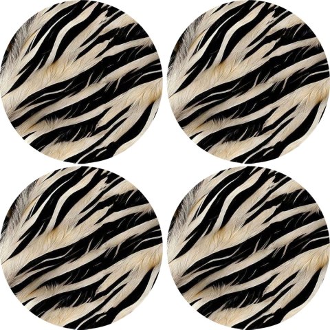 Zestaw 4 podkładek okrągłych na stół 4D 33 cm - ZEBRA NEW | Ekologiczny filc, nadruk HD, pranie 40 °C, Bertoni