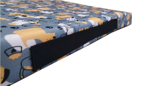 Legowisko materac dla psa XL 80×55×5 cm - pianka, wodoodporny pokrowiec, nadruk „Grey Dogs", Bertoni